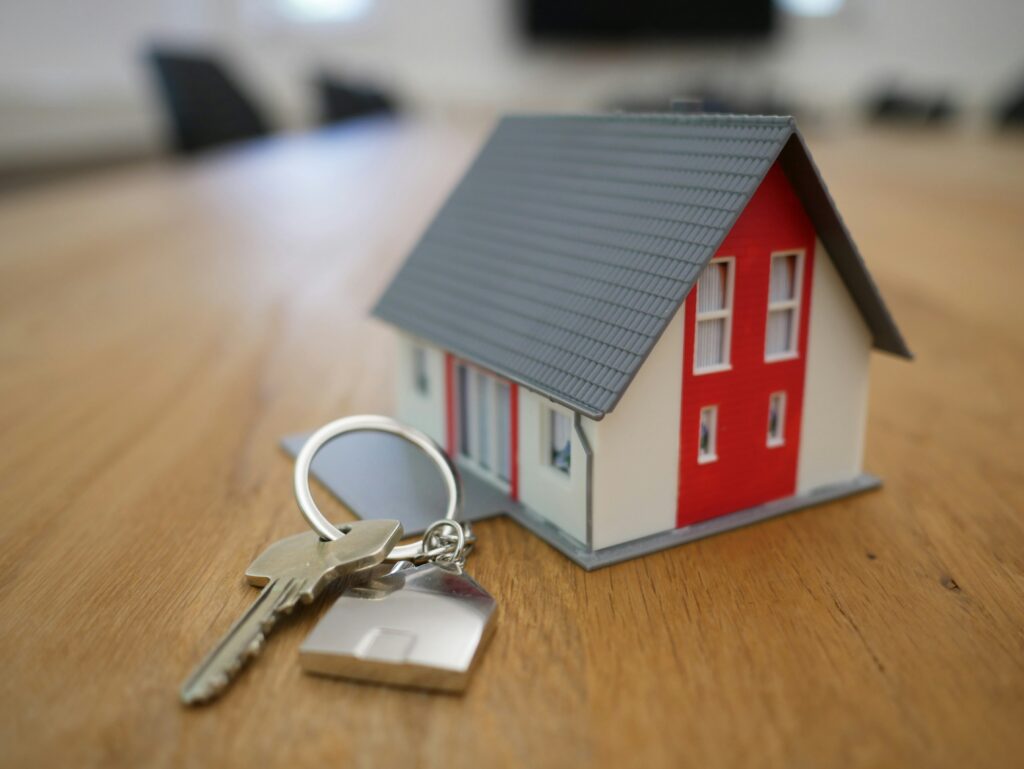 Key with a house keyring attahced